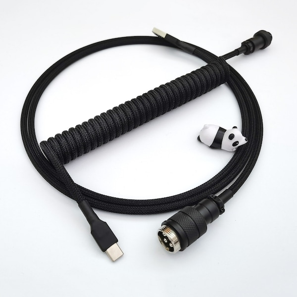 Coiled Mechanical Keyboard Cable "Black Widow"