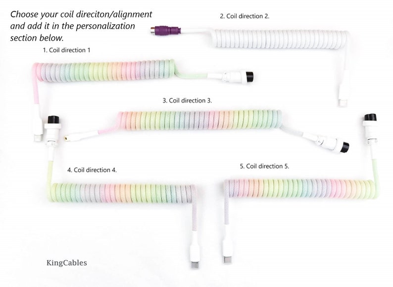 Coiled Mechanical Keyboard Cable Pastel Jelly Rainbow image 9