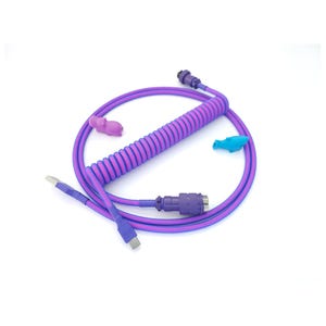Custom Coiled Keyboard Cable "Neon Laser" - USB cord for Mechanical Keyboards and Laser Keycaps