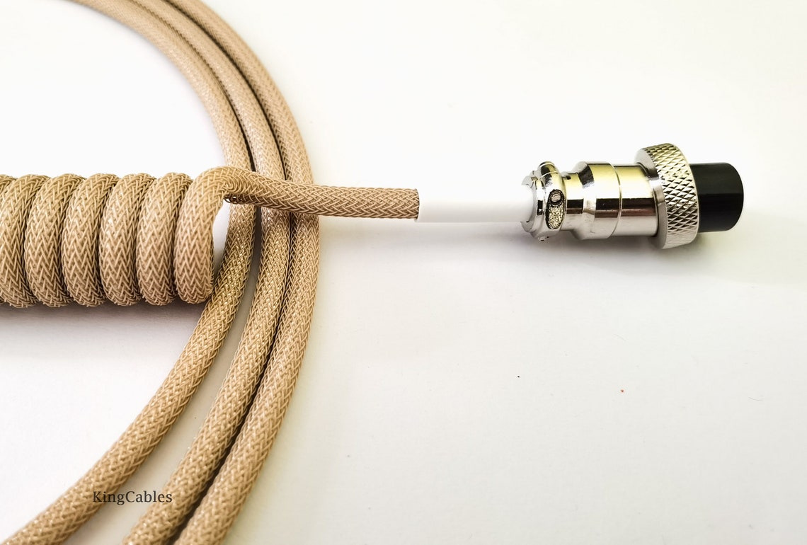 Coiled Mechanical Keyboard Cable cream Etsy Canada