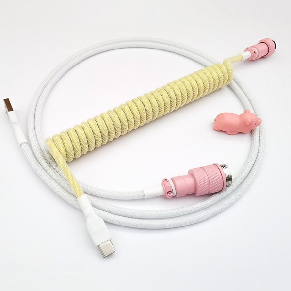 Coiled Mechanical Keyboard Cable “Pastel Yellow”