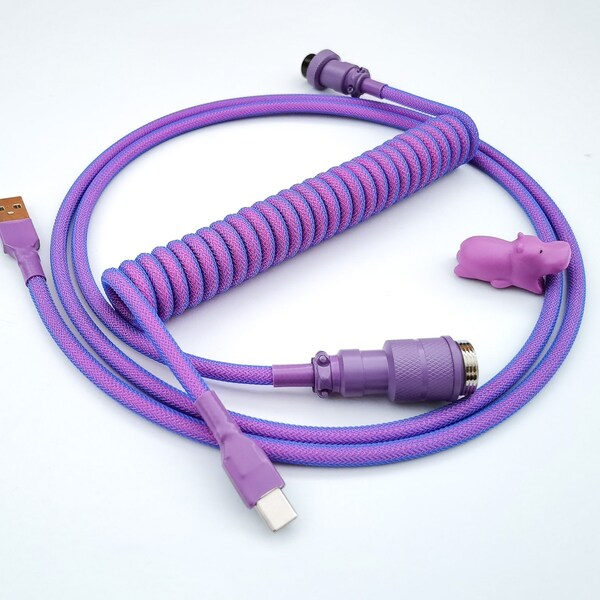 Coiled Mechanical Keyboard Cable “Neon Laser”