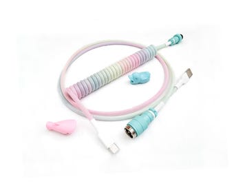 Coiled Keyboard Cable “Pastel Jelly Rainbow ”