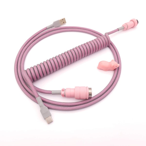 Coiled Mechanical Keyboard Cable "Platinum Pink"