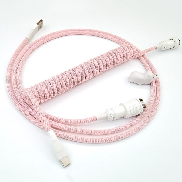 Coiled Mechanical Keyboard Cable "Baby pink"