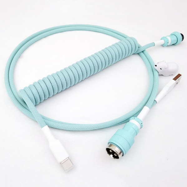 Coiled Mechanical Keyboard Cable “Iceberg”