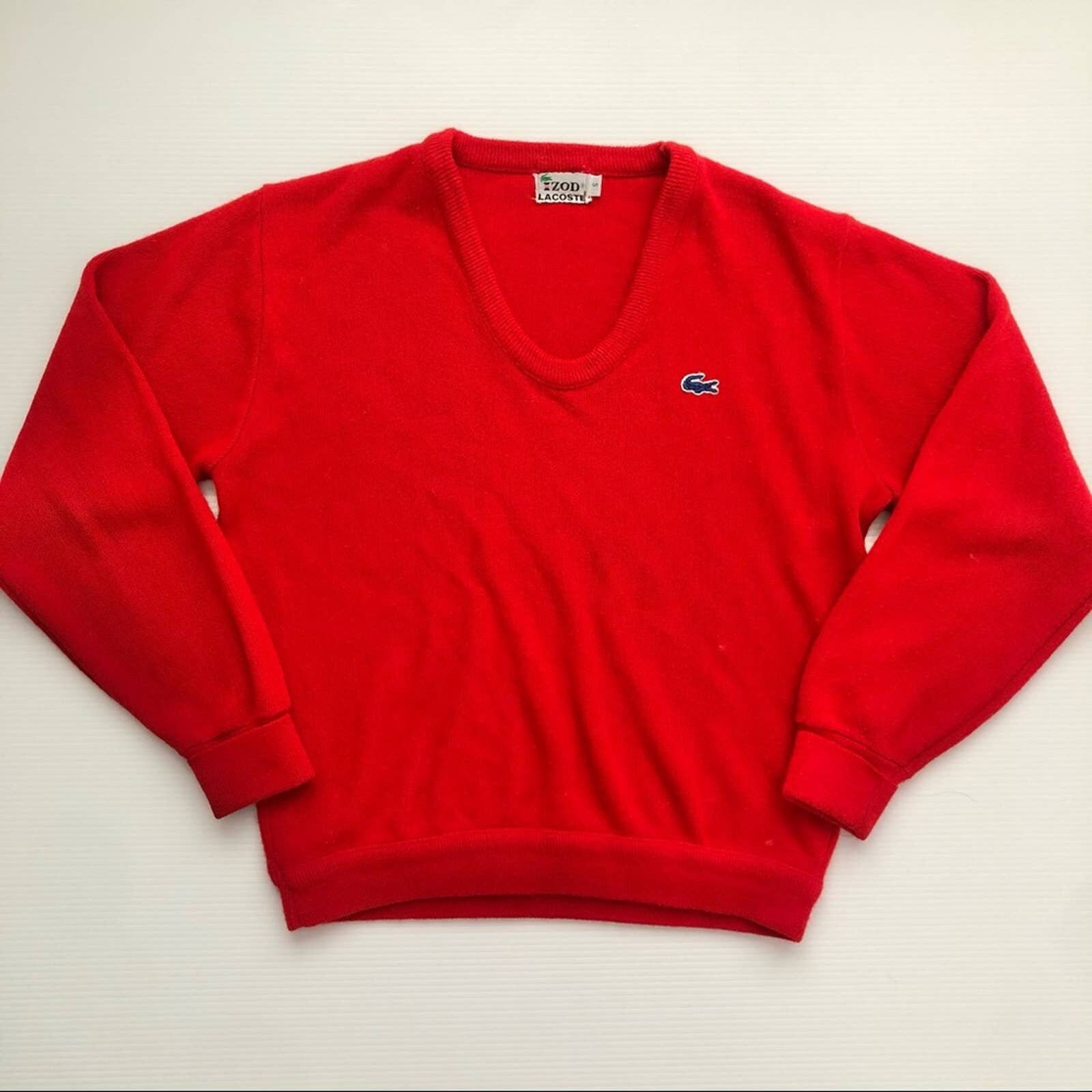 Vintage 80s Izod Lacoste Red V Neck Sweater Etsy