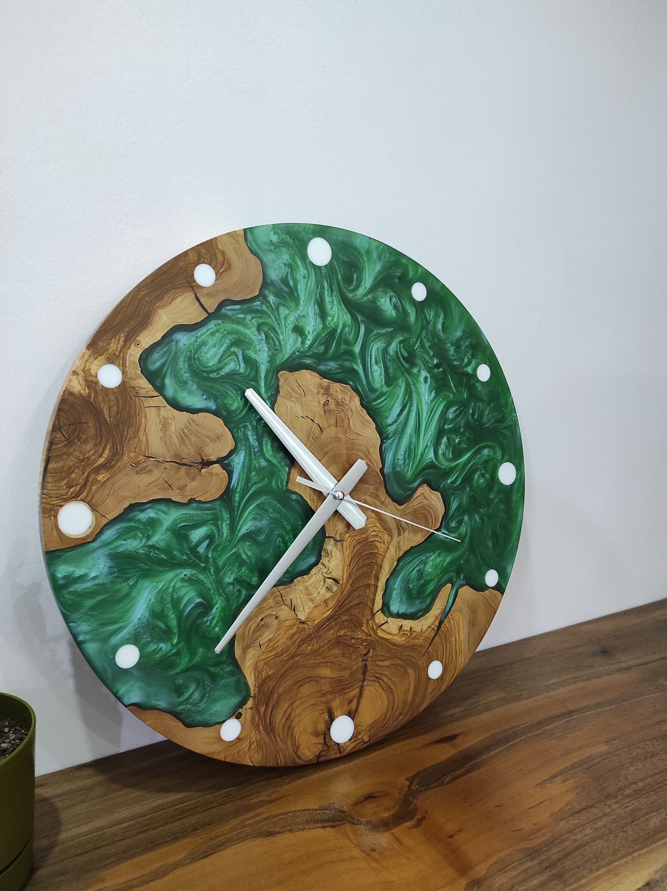 Custom Made Resin & Olive Wood Wall Clock, Personalized Wall Clock ...