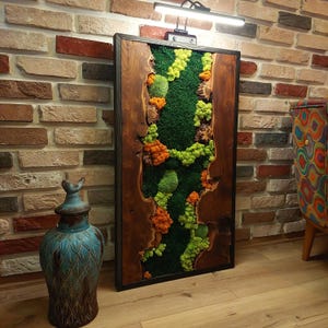 Moss Wall Art, Moss Wall Art Gift With Led, Hallowen Gift, Minimalist Wall Art, Custom Moss Wall, Unique Wall Decor,Wall Decoration With Led