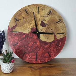 Custom Made Resin & Olive Wood Wall Clock, Personalized Wall Clock, Made To Order Epoxy And Olive Wood Wall Clock, Clock Gift For Her