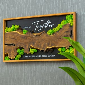 Custom Moss Wall Art With Oleaster Wood, Personalized Green Wall Decor, Nature-Inspired Gift, Handmade Eco-Friendly Home Sign