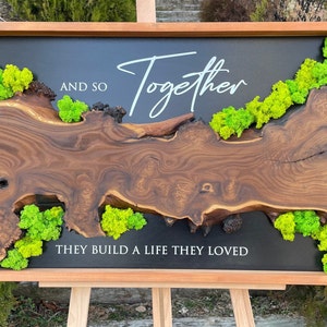 Arte de pared de madera de musgo, letrero de pared personalizado con madera de oleaster natural, letrero de cotización personalizado para el hogar