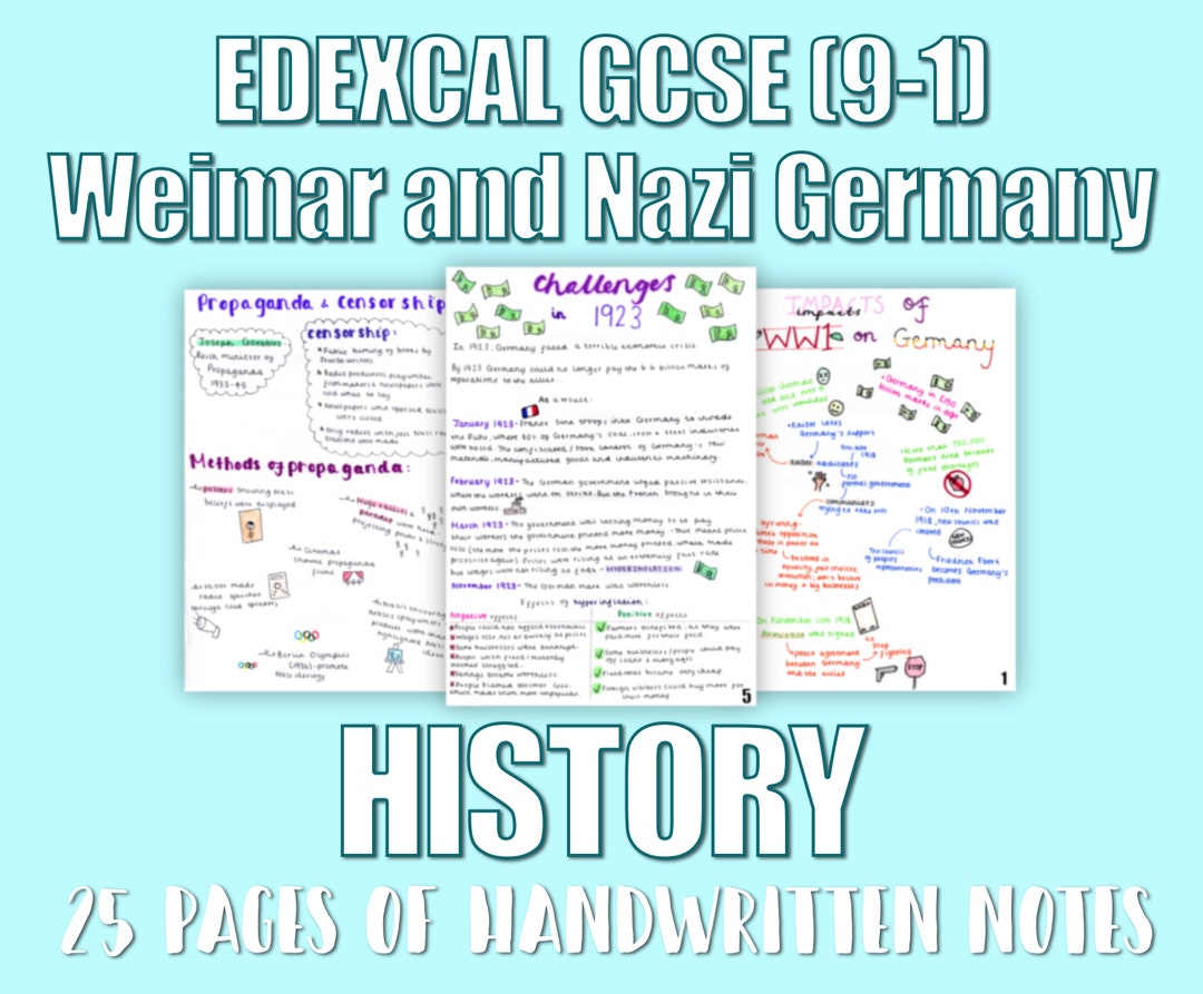 EDEXCEL GCSE 91 History Revision Notes Weimar and Nazi Germany Etsy UK