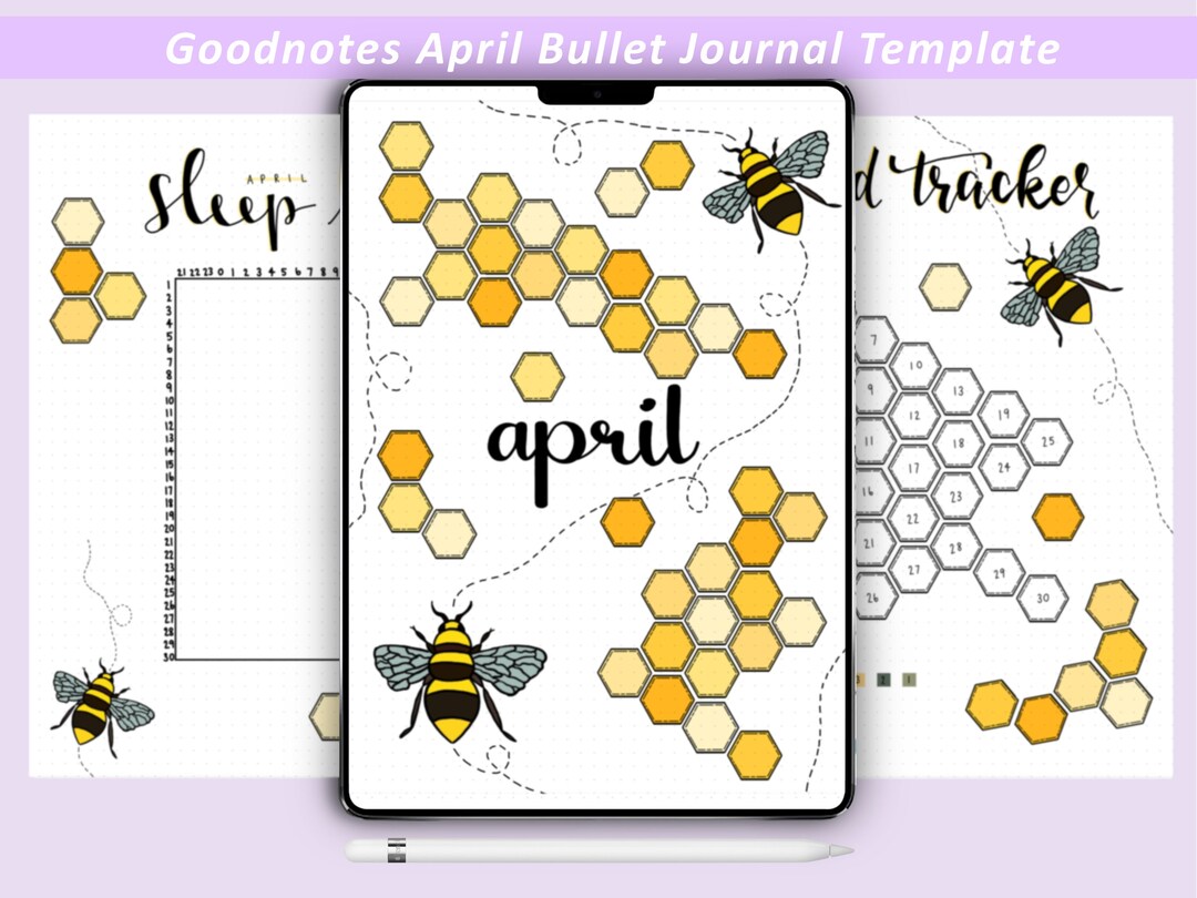 April Notes Calendar April Bullet Journal, Goodnotes Template, Goodnotes Planner, iPad ...