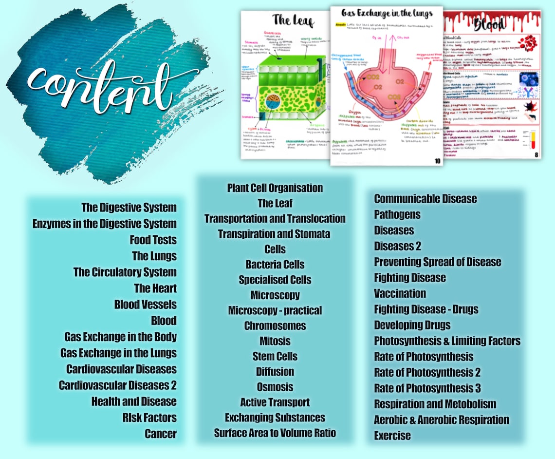 AQA GCSE (9-1) Combined Science Revision Notes : Biology One - Etsy UK