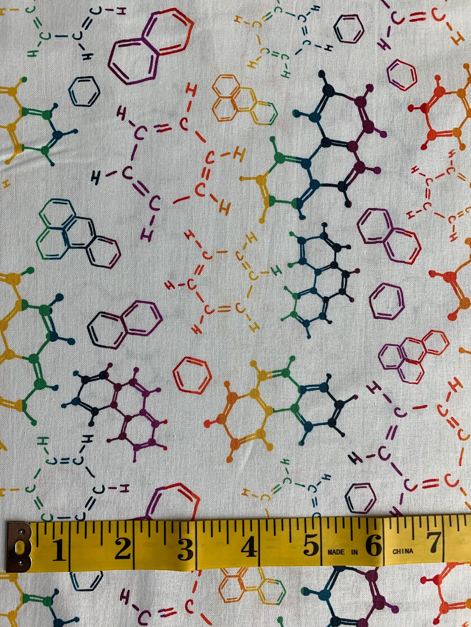 Chemistry Molecules Cotton Print Fabric 1/2 yard Ready to Etsy