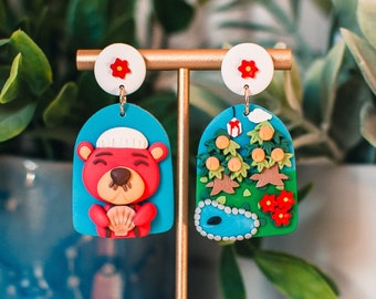 Animal Crossing Game Inspired Earrings , Maple , Pascal , ACNH Switch , Polymer Clay Earrings , Made To Order