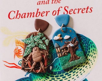 Wizard Book Inspired Earrings , Clip on or Regular Backing, Polymer Clay Earrings , Made to Order