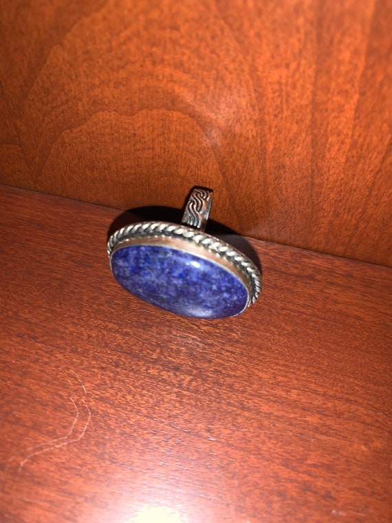 Indigo colored stone silver ring - image 1