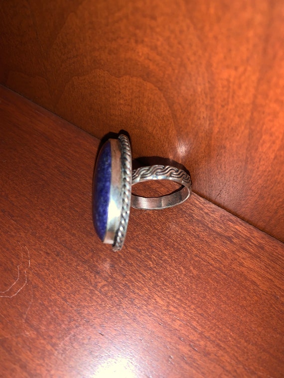 Indigo colored stone silver ring - image 3