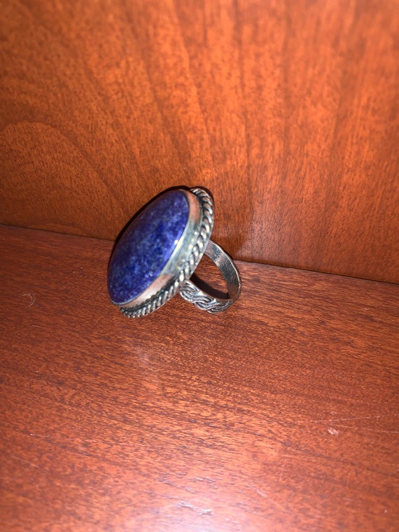Indigo colored stone silver ring - image 5