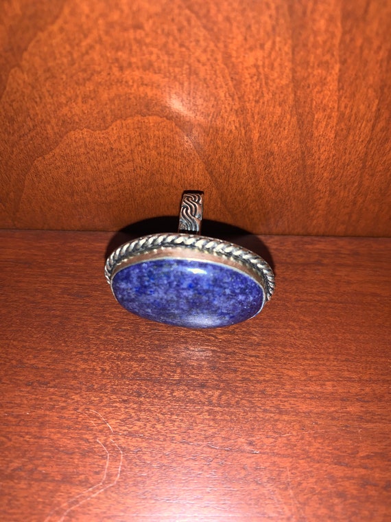 Indigo colored stone silver ring - image 9