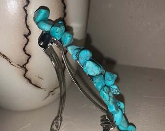 Turquoise chip hair barrette