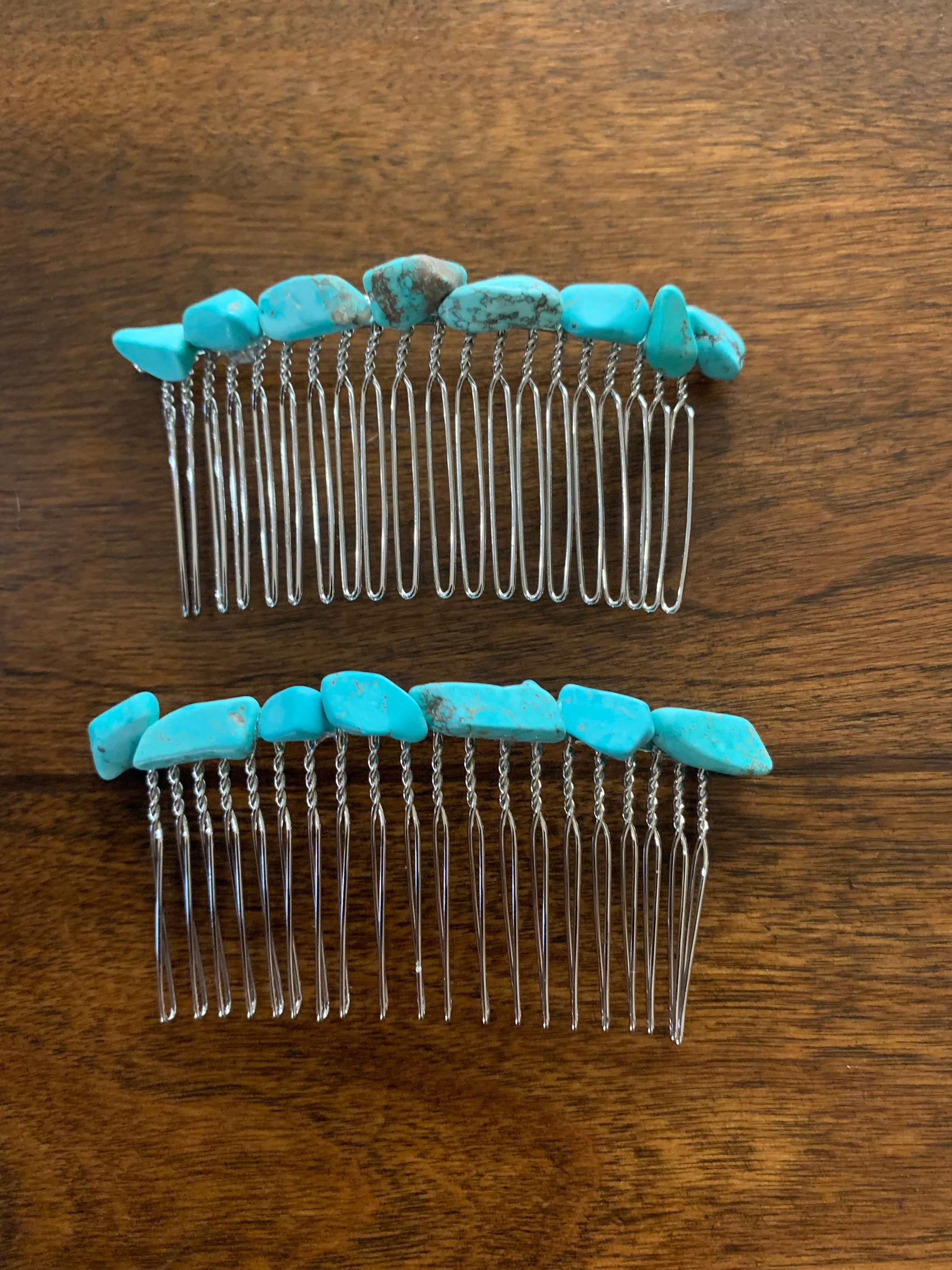 ? DDR Hair Comb, Sterling Silver & Turquoise Miscellaneous, Hair Comb, Sterling Silver & Chip Inlay, New  main image 2