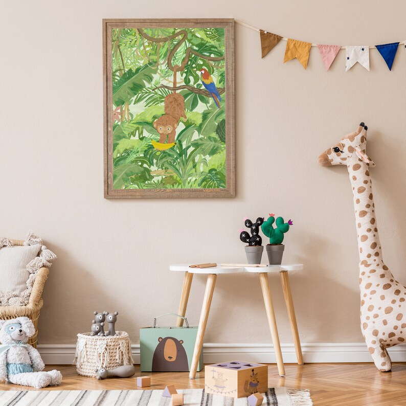 Jungle Poster Nursery Jungle Animals Safari Nursery Mural Etsy