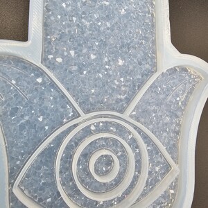 Druzy Hamsa hand resinmold, Fatima hand resinmold with evil eye protection, epoxy mold