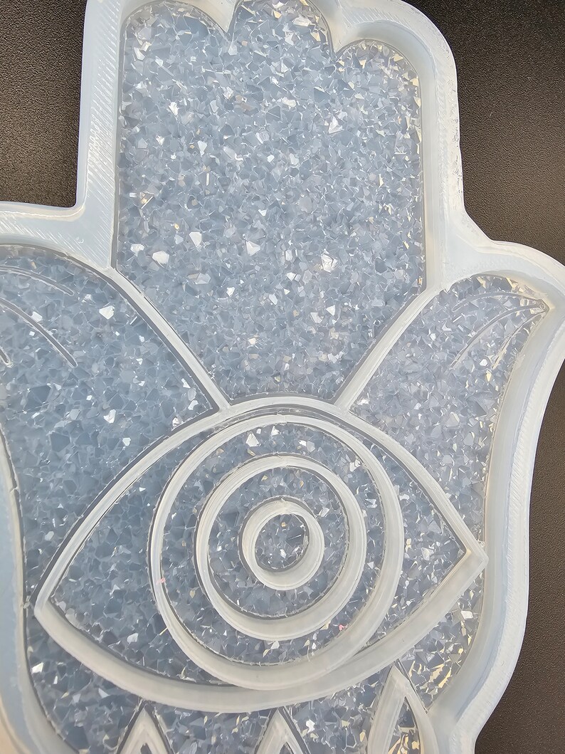 Druzy Hamsa hand resinmold, Fatima hand resinmold with evil eye protection, epoxy mold