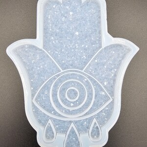 Druzy Hamsa hand resinmold, Fatima hand resinmold with evil eye protection, epoxy mold