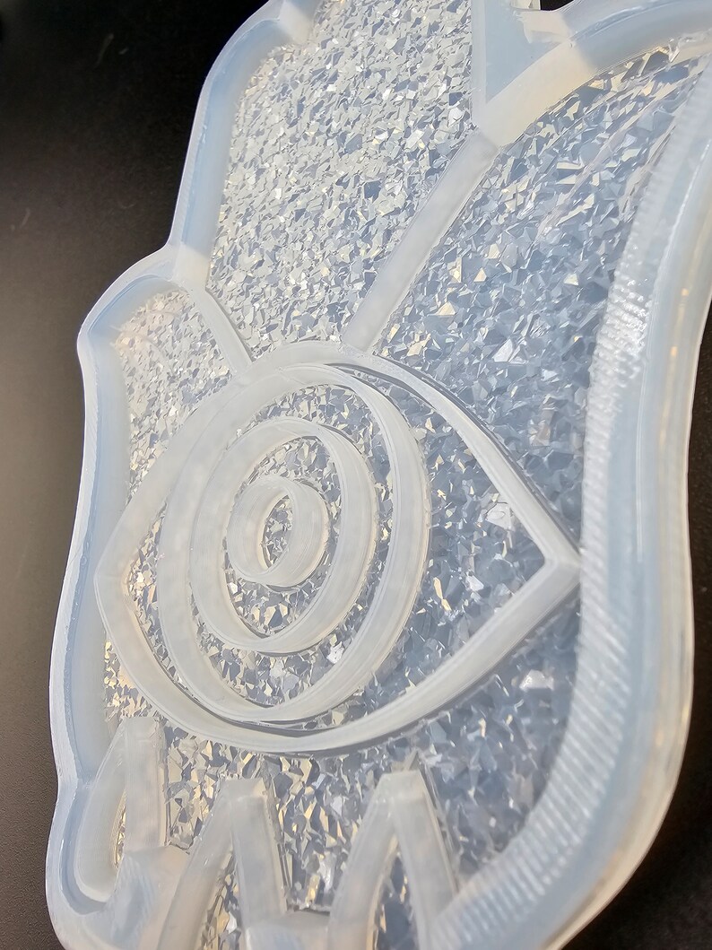 Druzy Hamsa hand resinmold, Fatima hand resinmold with evil eye protection, epoxy mold