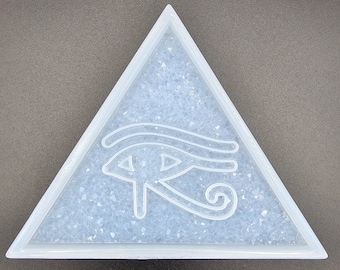 Druzy Pyramid with the Eye of Horus resin art mold, , silicone molds, crystal molds, druzy molds, epoxy molds, Evil eye protection mold