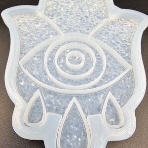 Druzy Hamsa hand resinmold, Fatima hand resinmold with evil eye protection, epoxy mold
