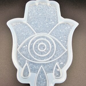 Druzy Hamsa hand resinmold, Fatima hand resinmold with evil eye protection, epoxy mold