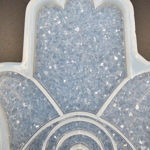Druzy Hamsa hand resinmold, Fatima hand resinmold with evil eye protection, epoxy mold
