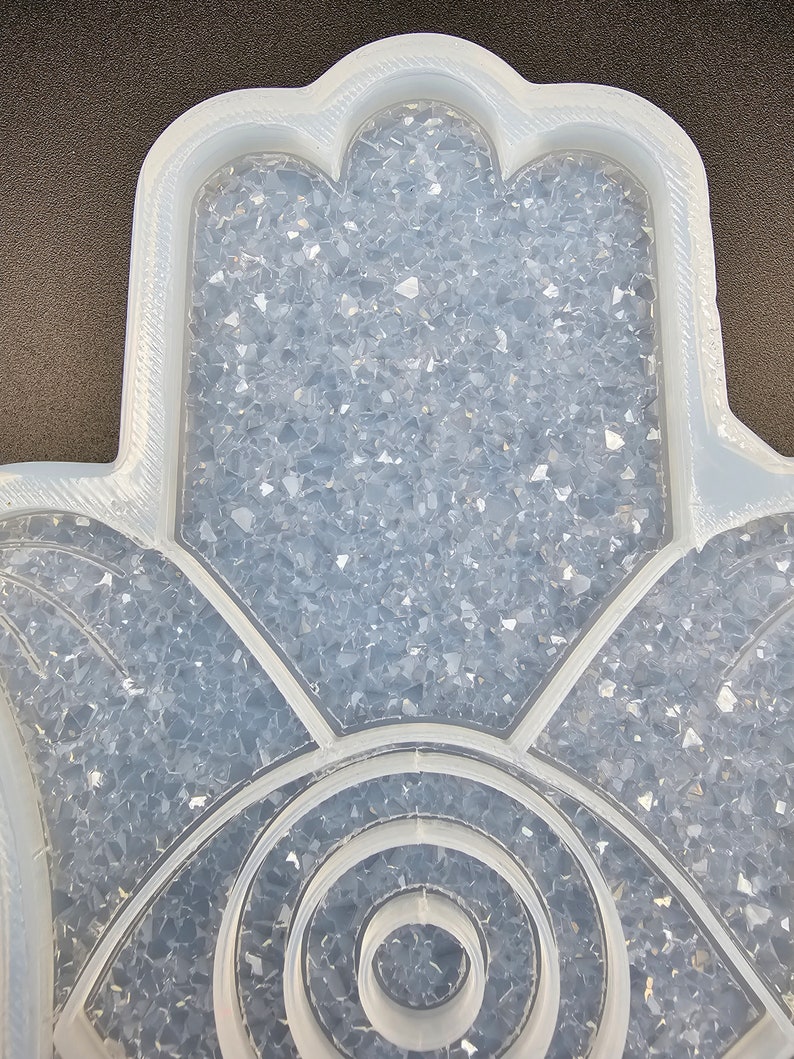 Druzy Hamsa hand resinmold, Fatima hand resinmold with evil eye protection, epoxy mold