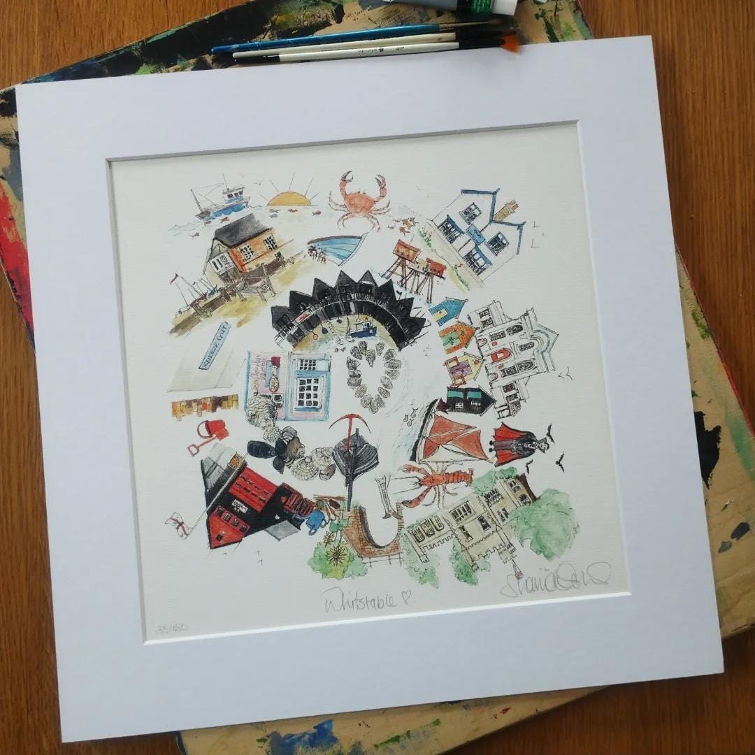 Whitstable Drawing Whitstable Swirl, Iconic Places and People. - Etsy UK