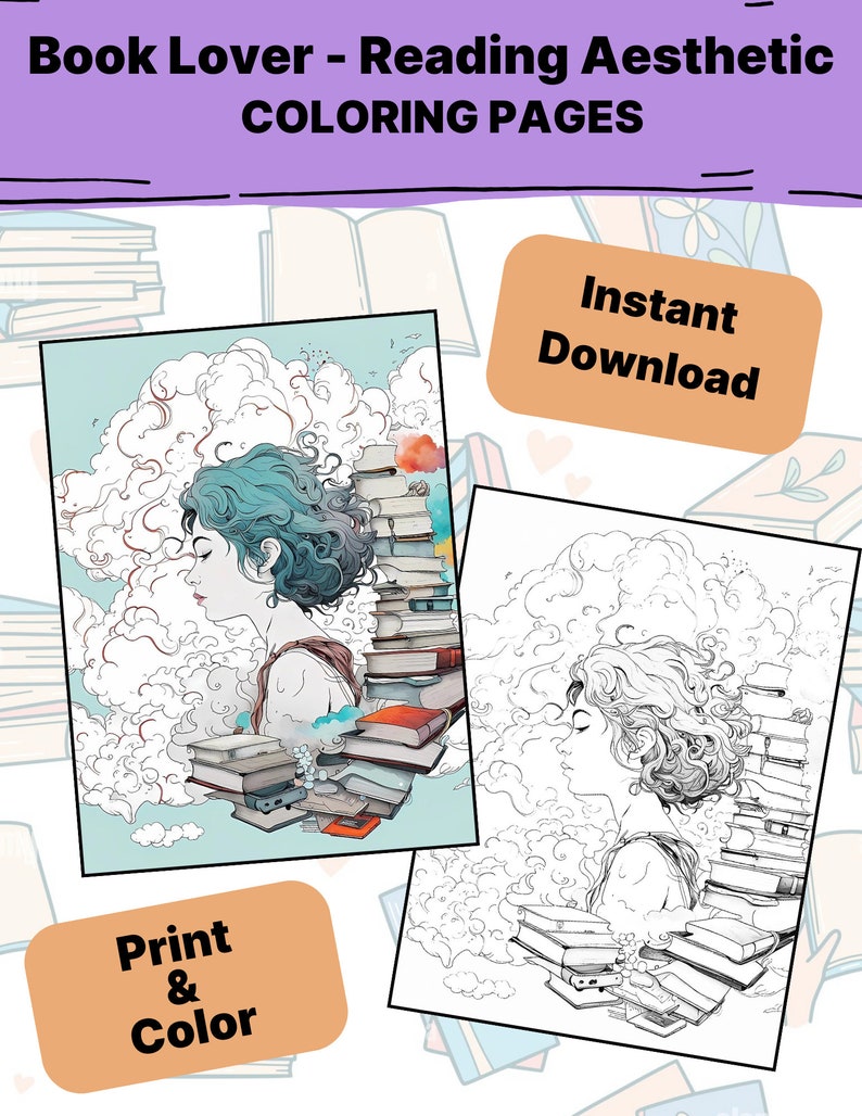 Bookish Coloring Page Adult Coloring Book Printable - Etsy Bookish Coloring Page Adult Coloring Book Printable - Etsy