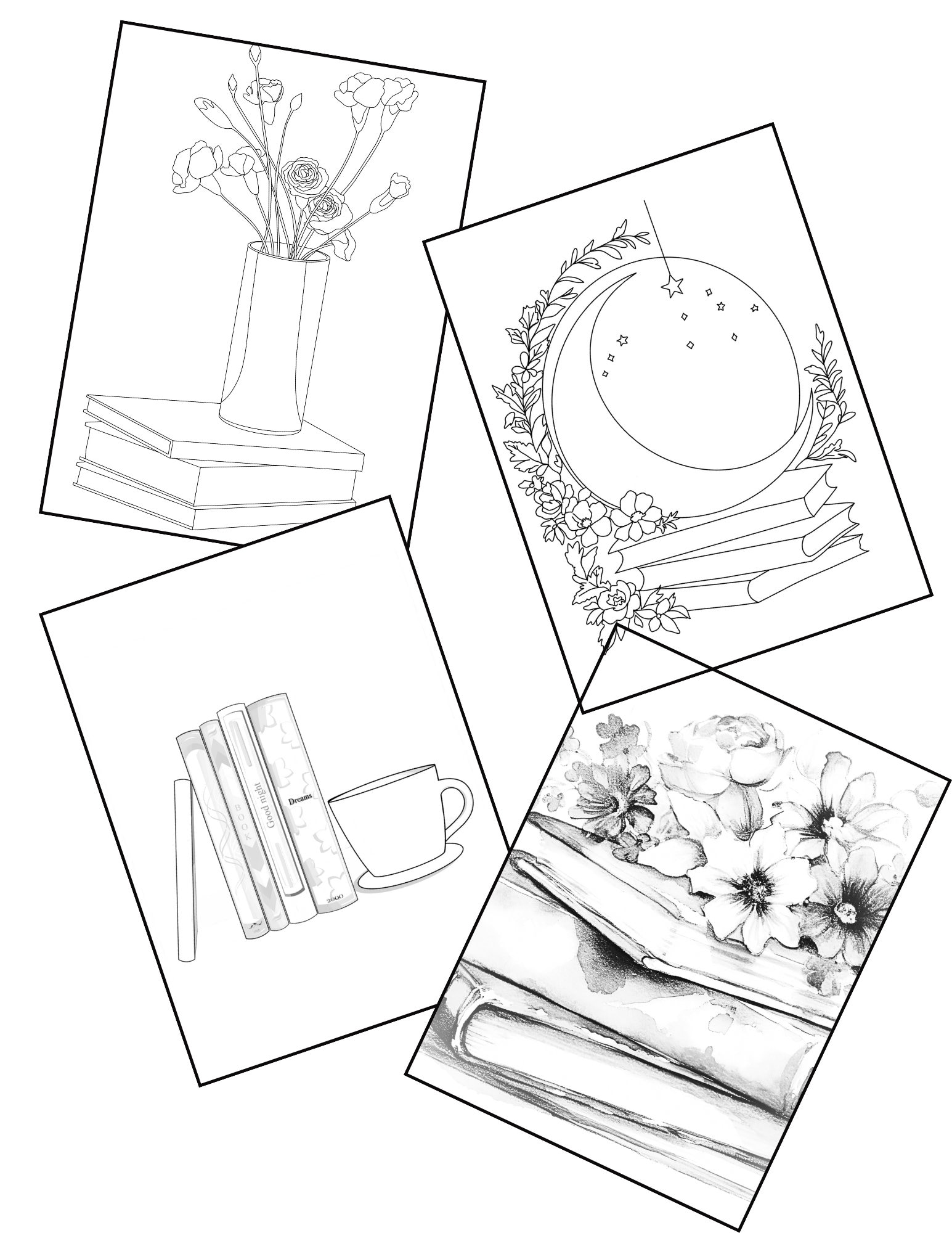 Bookish Coloring Page Adult Coloring Book Printable - Etsy