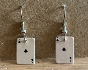 Handmade Ace & Queen Playing Card Earrings – Fun Card Game Jewelry