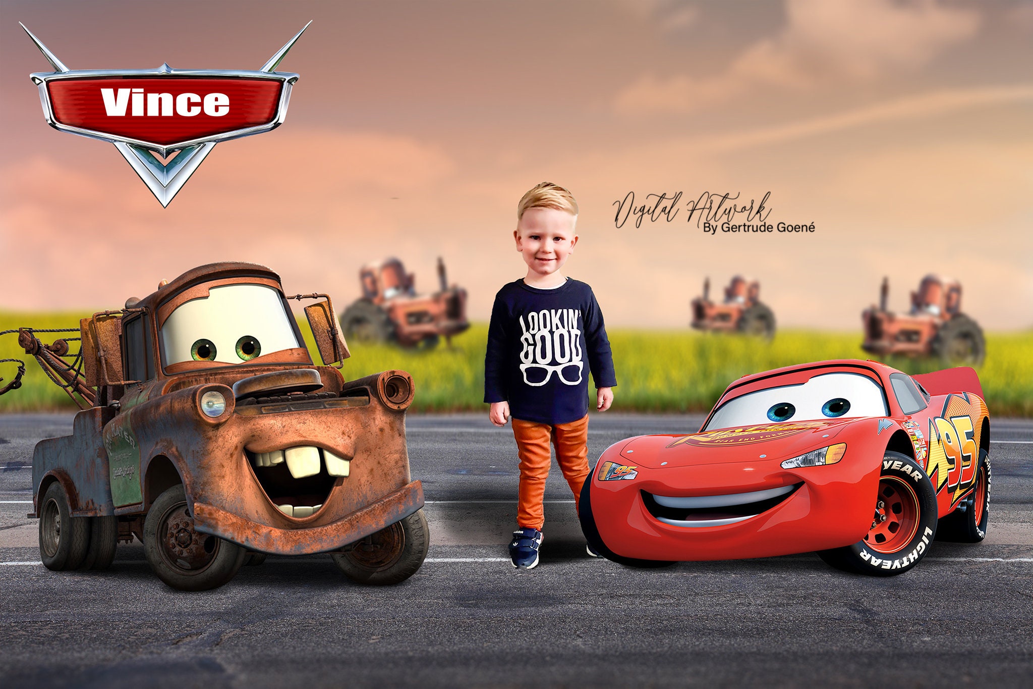 Digital Backdrop Disney Cars McQueen and Mater | Etsy