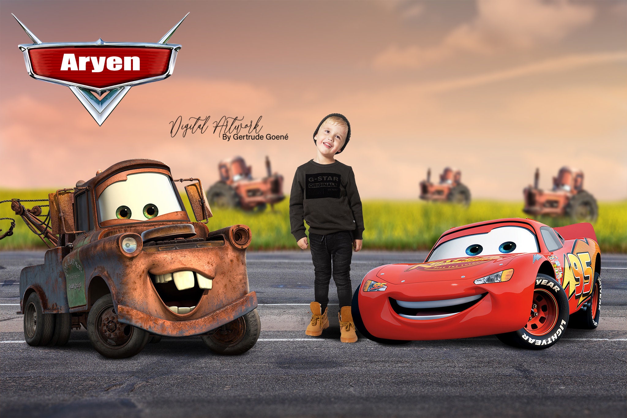 Digital Backdrop Disney Cars McQueen and Mater | Etsy