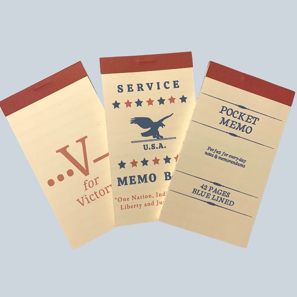 1940s Era Memo Book Notepad Reproduction, Vintage Stationery, History Gifts, WW2 Reenactment