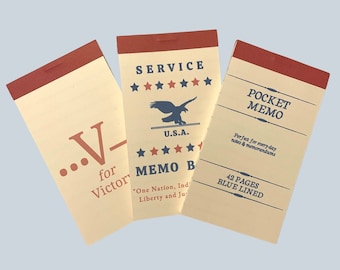 1940s Era Memo Book Notepad Reproduction, Vintage Stationery, History Gifts, WW2 Reenactment