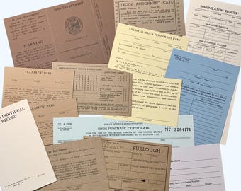 Paperwork Set for US Army WW2 GI Reenactment Pocket Filler, Film Prop Reproduction, for Officer, Enlisted Man, Medic