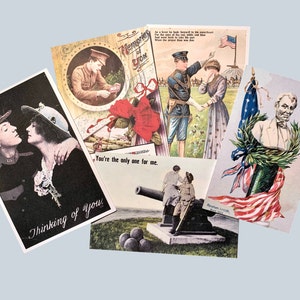Postales de la era de la Primera Guerra Mundial, para la recreación de la Primera Guerra Mundial, para el día de San Valentín, tarjetas de Navidad vintage, reproducción