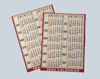 WW2 1944 1945 Vintage Inspired Pocket Calendar | Vintage Style Stationery Ephemera (Repro)