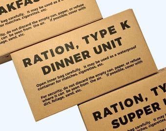 K-Ration Boxes for WW2 Reenactment, Ideal for US GI Reenactors, Empty Ration Cartons, WWII Era Film Prop Replica Set of 3
